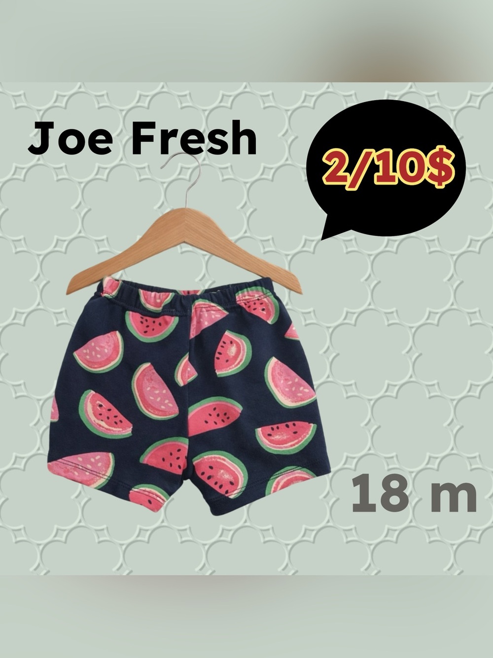 🌈2/10$ 🇨🇦👍VGUC JOE FRESH | 18 mo | Fun Unisex Watermelon print Toddler Shorts